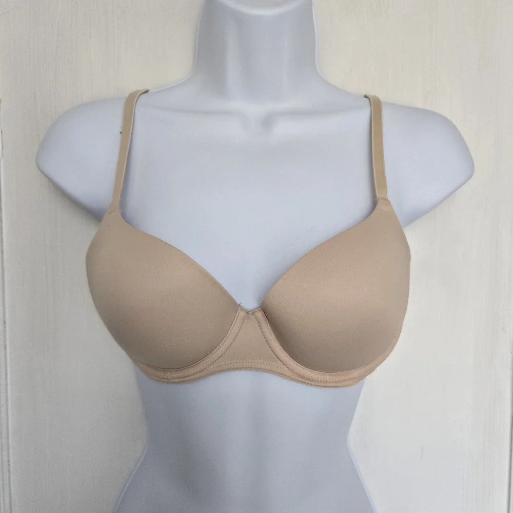 Victoria's Secret‎ PINK -Beige Underwire  Bra Wear Everywhere Lightly Lined 32C